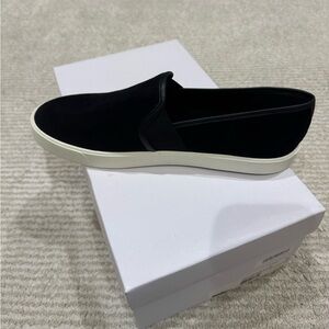Vince Black Slip-On Loafer with Ivory Sole